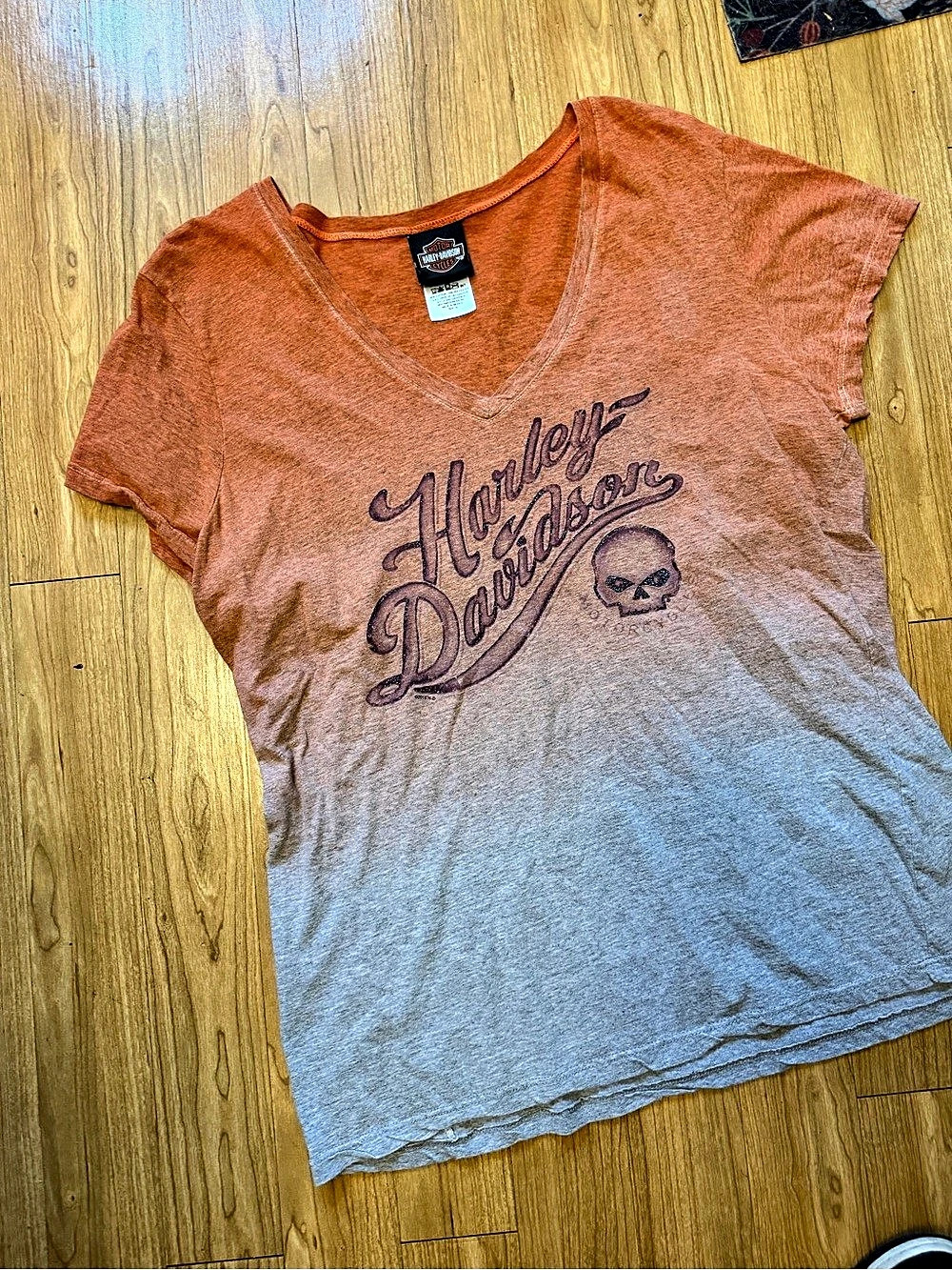Harley-Davidson Graphic Tee Orange & Blue Size XL